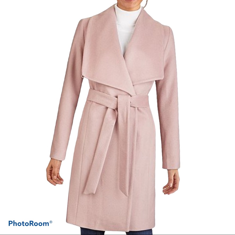 Cole Haan Dusty Rose wool belted coat Sz 12